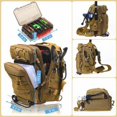 Compact Fishing Tackle Bag, Fishing Bag with Tackle Box and Rod Holder Outdoor