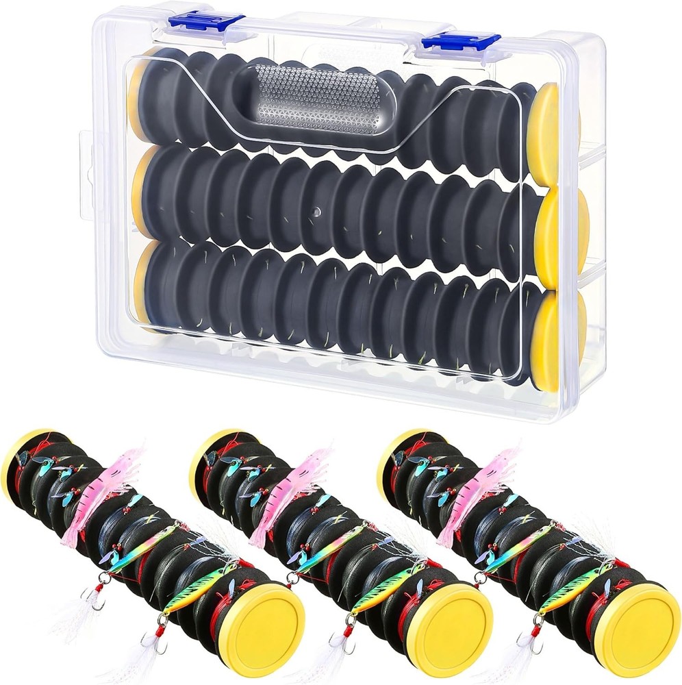 3 Pcs Fishing Line Storage Organizer, Leader Holder with 12 Slots