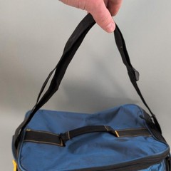 Okeechobee Fats Soft Tackle Bag Blue Tan 5 Pocket Shoulder Strap Fishing Gear