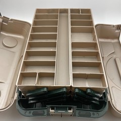 PLANO 8600 Vintage Large Fishing Tackle Box 6 Tray Green Tan Hard Case Made USA