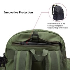 hing Tackle Backpack 50cm/19.7in Tactical Bag 3-Tray Storage Rain Cover MOLLE