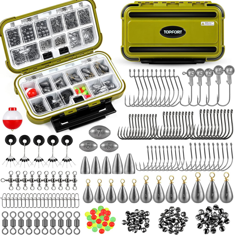 187/343Pcs Fishing Accessories Kit, Organized Fishing Tackle Box with Tackle Inc