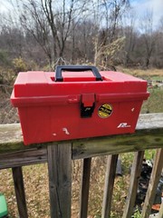 Vtg Plano Plastic Lockable Toolbox w/Removable Tray 16.5″ x 8.5″ x 7.75″ Filled