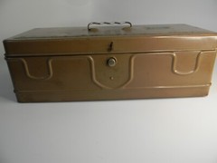 Vintage JCHiggins Fishing Tackle Box With a Fold Out Tray- Sears Roebuck and CO.