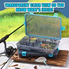 Versatile 12 Pack Fishing Tackle Boxes with Adjustable Dividers – Blue, 3600