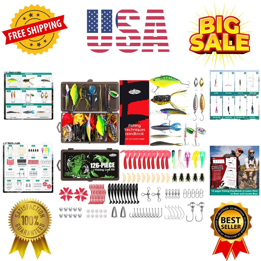Fishing Lures – Tackle Box with Tackle Included, Fishing Kit with VIBs, Frogs…