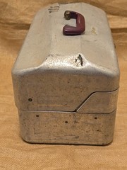 Vintage JC HIGGINS Aluminum Tackle Box Bakelite Handle