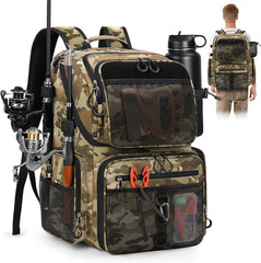 45L Fishing Backpack with Rod Holders & Rain Cover Large 900D
