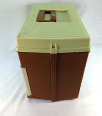 Vintage Plano 757 Tackle Box Fishing Storage Brown/Tan Made In USA 4 Drawers