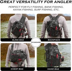 Ghost Thorn Fishing Back Pack Tackle Sling Bag with Rod Holder