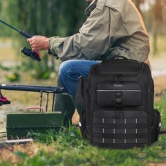 Waterproof Large Fishing Backpack 45L with Rod Holders & Tackle Box Storage