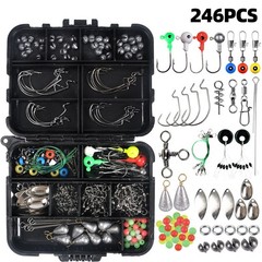 188/246PCS Fishing Gear Accessories with Tackle Box Pliers Jig Hooks Swivels