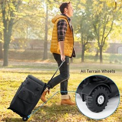 MATEIN Rolling Tackle Box with Cooler, Large Fishing Backpack with Wheels, Black