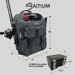 Baitium Fishing Backpack, Tackle Bag With Rod Holders, 40L Capacity
