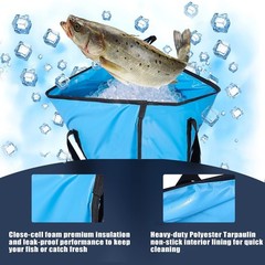 Buffalo Gear Insulated Fish Cooler 40X18In Leakproof Kill Bag 2 Reusable Cooler