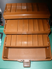 Vintage Old Pal Woodstream 1060 Folding 3 Folding Tray Brown Fishing Tackle Box