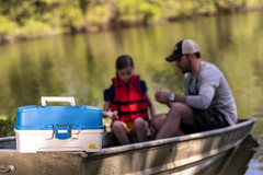 Ready-Set-Fish 3-Tray Tackle Box with Tackle, Aqua Blue/Tan, One Size