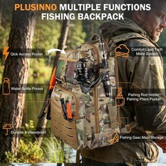 Ultimate Waterproof Fishing Backpack with Tackle Box & Fishing Tools, Khaki