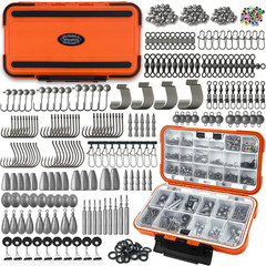 Fishing Accessories Kit Tackle Box Hooks Bullet Weights Split Shot Swivels Snap