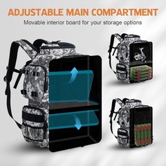 Fishing Backpack with 4 Oxford Fabric C1:Digital Camo 900D – 4 Tackle Boxes
