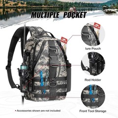Lightweight Camouflage Fishing Sling Bag with Adjustable Straps and Rod Holders