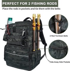 MATEIN Fishing Backpack, Tackle Storage Bag with Rod Holders & Cooler | Water…