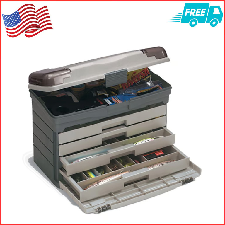 Plano Guide Series 4-Drawer Fishing Tackle Box, Graphite/Sandstone, Model 757004