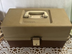 Vintage Plano 4630 Two Tone Fishing Tackle Box Brown Tan Plano Illinois USA