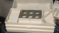 Vtg Woodstream Large 3 Tray Fishing Tackle Box Trunk-Style Blue White NOS