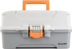 Plano Three-Tray Tackle Box, Light Grey/Dark Grey, Rust-Proof Brass Latch, Top-A