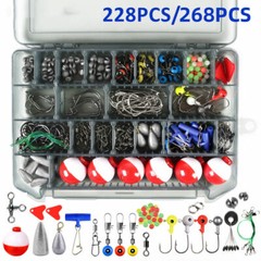 Zide 228/268 Fishing Accessories Kit Set With Tackle Box Jig Hooks Bullet Sinker