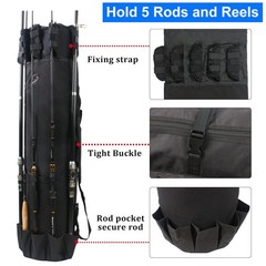 JSHANMEI Fishing Rod Carrier Pole Bag Rod Case Large Storage Reel Bag Travel Car