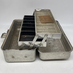 VTG UMCO 102A Fishing Tackle Box Hammered Aluminum Metal 2 Tray USA Patina