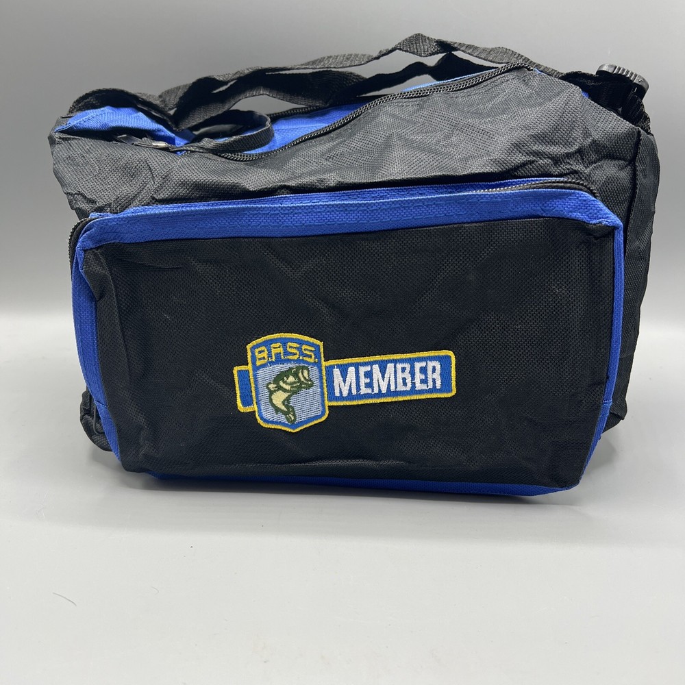 BASS Member Blue & Black Soft Side Tackle Zip Up Bag Embroidered Logo B.A.S.S.