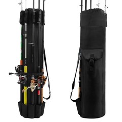 AGOOL Fishing Pole Bag with Rod Holder Bag, 5 & Large, Black