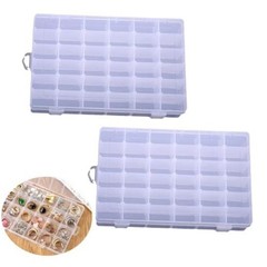 2pcs Plastic Organizer Container Box with Adjustable Dividers, 36 Grids Clear
