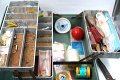 Vintage Fishing Tackle Box -with assorted Tackle, Lures Reels , etc
