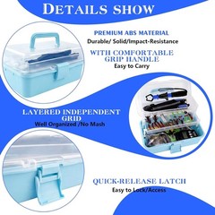 3-Layer Blue Fishing Tackle Box with Tackle Included, Fishing Tool Kit Includes