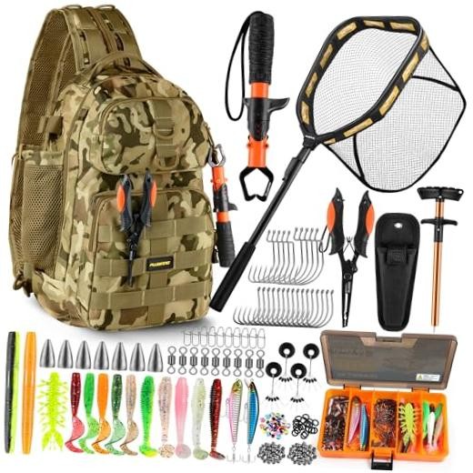 Fishing Gear,Fishing Backpack with Khaki Camo Backpack With Fishing Net