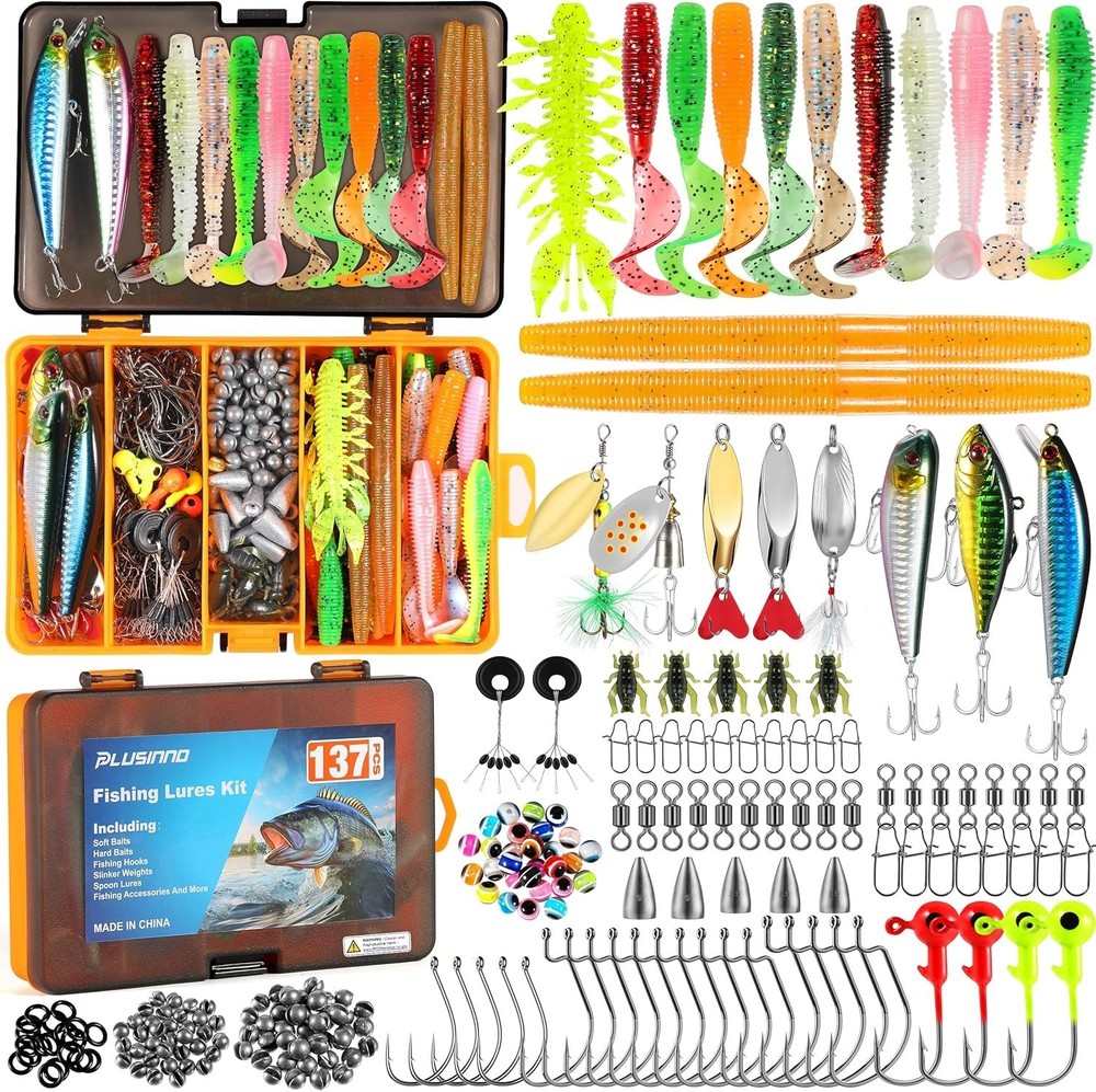 137Pcs Fishing Lures Tackle Box Kit Bass Freshwater Gift for Men 2024 Crankbaits