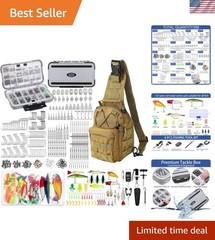 Versatile Fishing Kit with 482 Tools, Waterproof Tackle Box & Backpack for Men