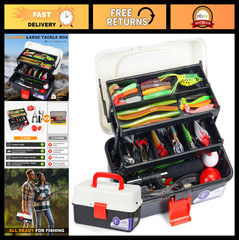 3-Layer Tackle Box with 321Pcs Fishing Lures Kit, Pliers, Hooks & Accessories –