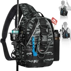 Piscifun Fishing Backpack with Rod Holder, Lightweight Tackle Sling Bag