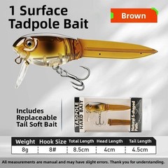 Tadpole Shape Floating Bait 8.5cm for Bass Trout Pike Crappie Topwater Action