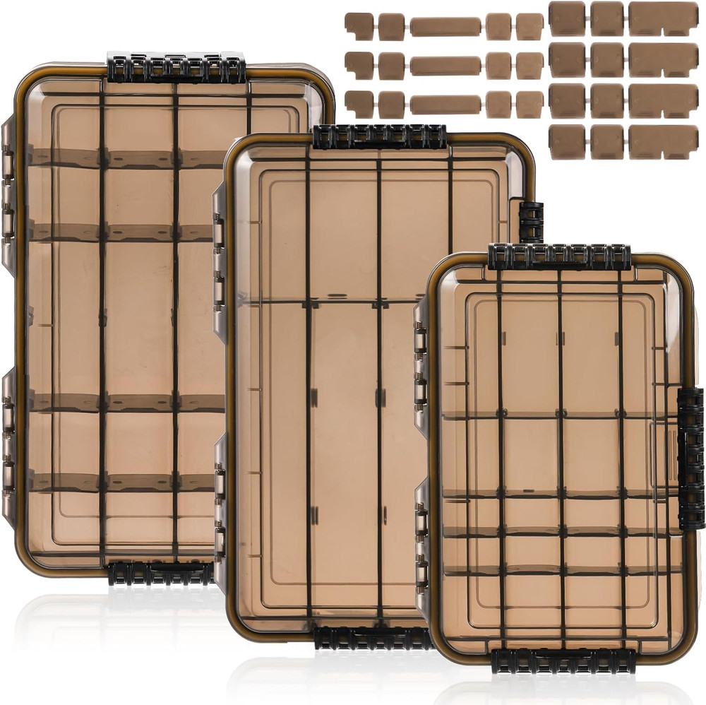 3 Pack Fishing Tackle Boxes, 3600 3700 Tray Storage Box, Waterproof Plastic Cont