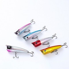 3pc Floating Popper Lure Set Topwater Fishing Bait ABS 7.5cm 9cm for Pike
