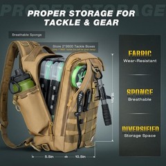 Fishing Backpack Tackle Sling Bag-Backpack with Rod Holder- Lightweight Tackl…