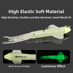 200g 23cm Squid Head Soft Bait Glow in Dark for Deep Sea Marlin Fishing