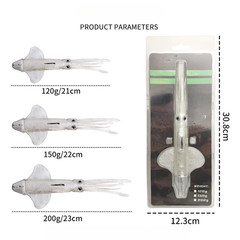 Squid Head Soft Lure 150g 22cm with Night Light Feature for Offshore Use