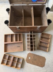 Vintage BOWEN’S OCEAN RANGER “Long Range” Wooden Tackle Box w/Removable Trays